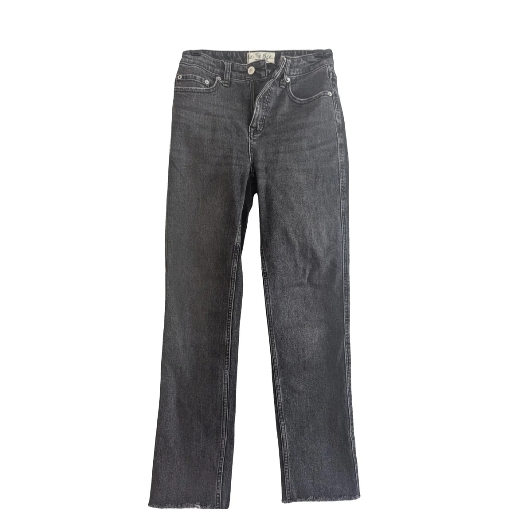 Free People X CRVY Black Straight-Leg Jeans